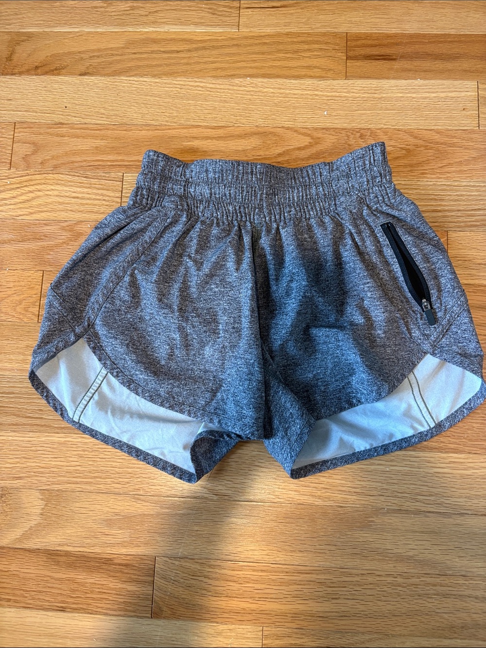 lululemon athletica Women's Heather Gray Athletic Shorts with Zipper Pocket